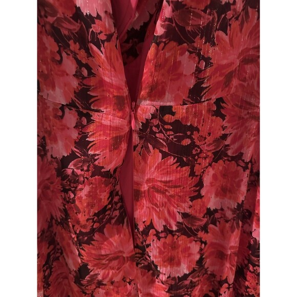 Guess Women's Floral-Print Faux-Wrap Dress Midi Dress, Dark Pink , Size 8 - Picture 7 of 7